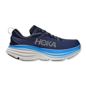 Hoka M Bondi 8 Navy Blue & White Road Running Shoes Sneakers Mens 10 2E Wide W